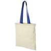 Nevada 100 g/m² cotton tote bag coloured handles in natural-and-royal-blue