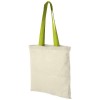 Nevada 100 g/m² cotton tote bag coloured handles 7L in Natural_lime