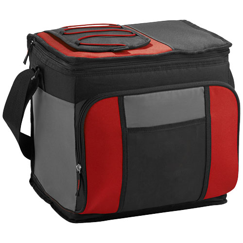 Easy-access 24-can cooler bag in red-and-black-solid
