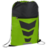 Courtside zippered pocket drawstring backpack in lime-and-black-solid