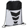 Courtside zippered pocket drawstring backpack in white-solid-and-black-solid