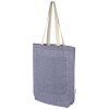 Pheebs 150 g/m² recycled cotton tote bag with front pocket 9L in Heather Blue