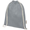 Oregon 140 g/m² GRS recycled cotton drawstring bag in Grey