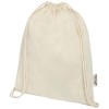 Oregon 140 g/m² GRS recycled cotton drawstring bag in Natural