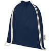 Oregon 140 g/m² GRS recycled cotton drawstring bag in Navy