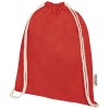 Oregon 140 g/m² GRS recycled cotton drawstring bag in Red