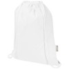 Oregon Blend 140 g/m² GRS recycled drawstring bag 5L in White