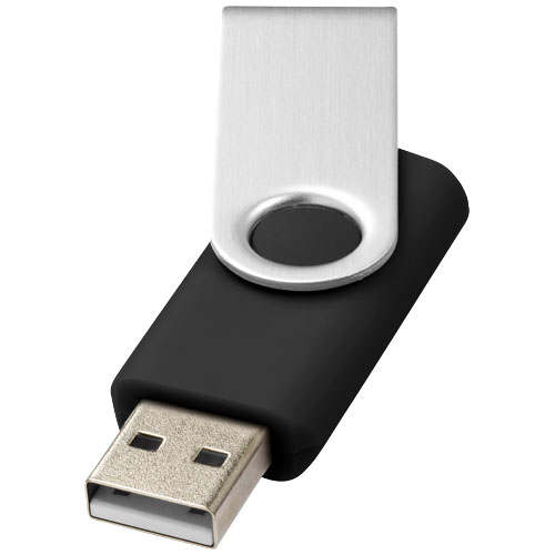 Rotate-basic 1GB USB flash drive in black-solid-and-silver