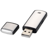 Square 2GB USB flash drive in silver-and-black-solid