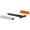 Robo stylus ballpoint pen with screen cleaner in silver-and-orange