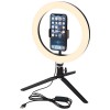 Studio ring light for selfies and vlogging with phone holder and tripod in Solid Black
