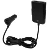 Pilot dual car charger with QC 3.0 dual back seat extended charger in Solid Black