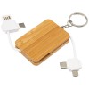 Reel 6-in-1 retractable bamboo key ring charging cable in Natural
