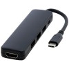 Loop RCS recycled plastic multimedia adapter USB 2.0-3.0 with HDMI port in Solid Black