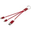 Metal 4-in-1 recycled aluminium charging cable with keychain in Red