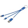 Metal 4-in-1 recycled aluminium charging cable with keychain in Royal Blue