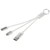 Metal 4-in-1 recycled aluminium charging cable with keychain in Silver