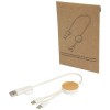 Chechia 5-in-1 recycled plastic 30 cm data sync and 27W fast charge cable with bamboo details in White