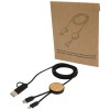 Chechia 5-in-1 recycled plastic 150 cm data sync and 27W fast charge cable with bamboo details in Solid Black