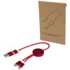 Alasia 5-in-1 recycled aluminium and plastic 30 cm data sync and 27W fast charge cable in Red