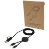 Citala 5-in-1 recycled plastic 150 cm data sync and 27W fast charge cable in Solid Black