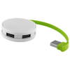 Round 4-port USB hub in white-solid-and-lime-green