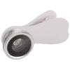 Fish-eye smartphone camera lens with clip in silver