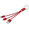 Metal 3-in-1 charging cable with keychain in Red