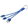 Metal 3-in-1 charging cable with keychain in Royal Blue