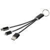 Metal 3-in-1 charging cable with keychain in Solid Black
