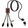 SCX.design C38 5-in-1 rPET light-up logo charging cable with squared wooden casing in Red