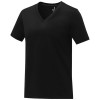 Somoto short sleeve women's V-neck t-shirt  in Solid Black