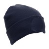 Circular Patched Beanie Hat in Navy