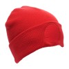 Circular Patched Beanie Hat in Red