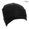 Recycled Rectangular Patch Beanie Hat in Black