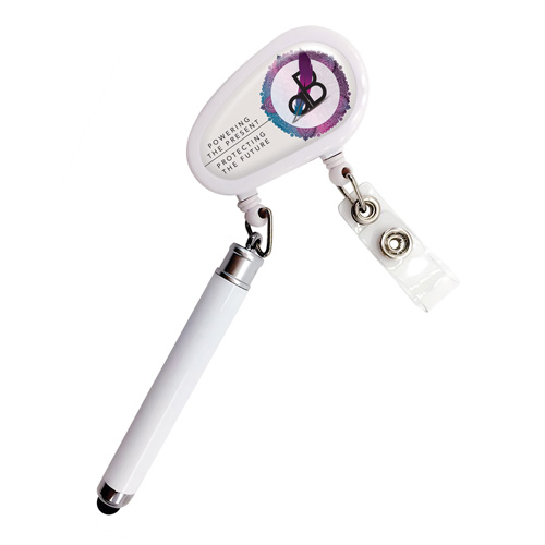Badge Holder with Stylus in white