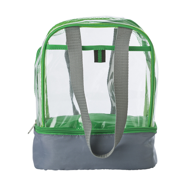 Small transparent PVC lunch bag. in green