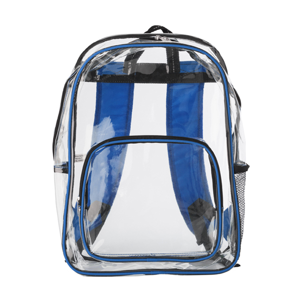 Transparent PVC backpack. in cobalt-blue