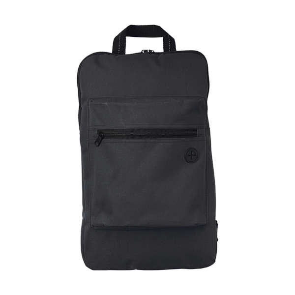 Slim polyester backpack. in black