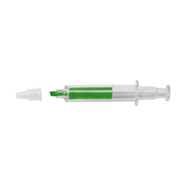 Syringe text marker in light-green