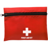 First aid kit in a nylon pouch in red