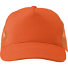 Cotton twill and plastic five panel cap. in orange