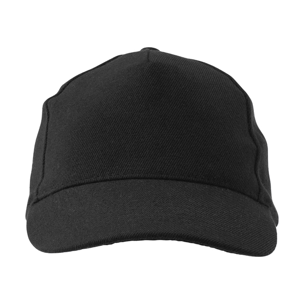Five panel acrylic cap. in black