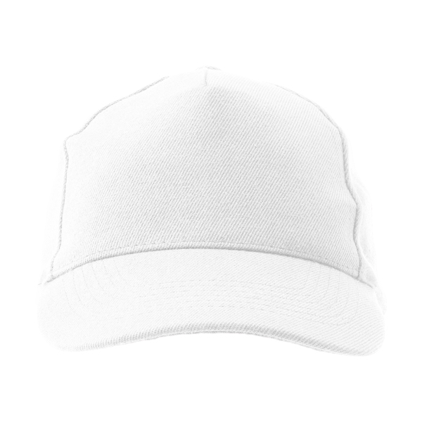 Five panel acrylic cap. in white