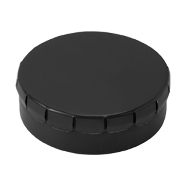Mint tin with approximately forty sugar free mints with a click type lid. in black
