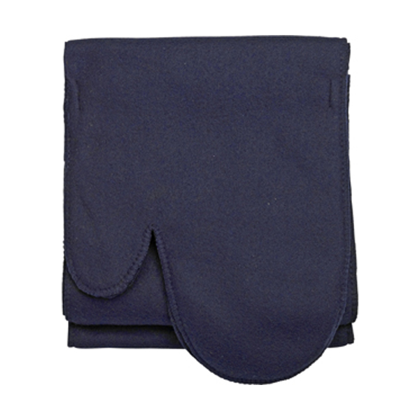 Polyester (200 gr/m2) polar fleece scarf with a glove at each end. in blue