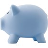 Plastic piggy bank. in light-blue