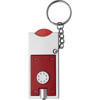 Key holder with coin (€0.50 size) in red