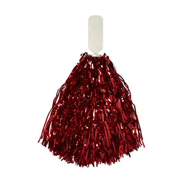 Pom-Pom with coloured bands of foil. in red