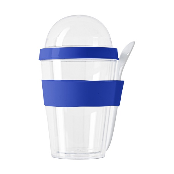 Plastic breakfast mug. 350ml in royal-blue